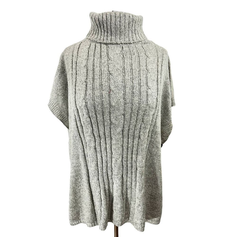 APT. 9 Women's NWT One Size‎ Gray Pull Over Cable Knit Turtleneck Poncho